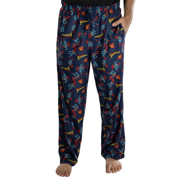 DC Comics Mens' Superman Classic Logos Poses All-Over Print Lounge Pajama Pants Sleepwear