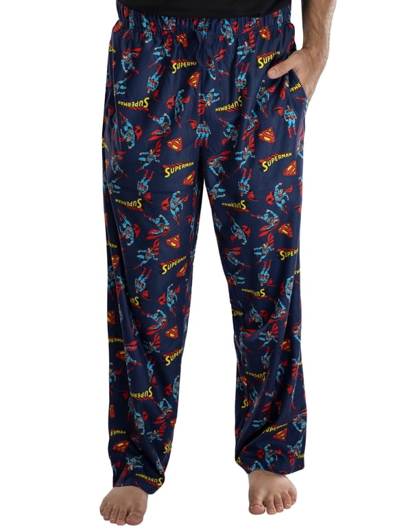 DC Comics Mens' Superman Classic Logos Poses All-Over Print Lounge Pajama Pants Sleepwear