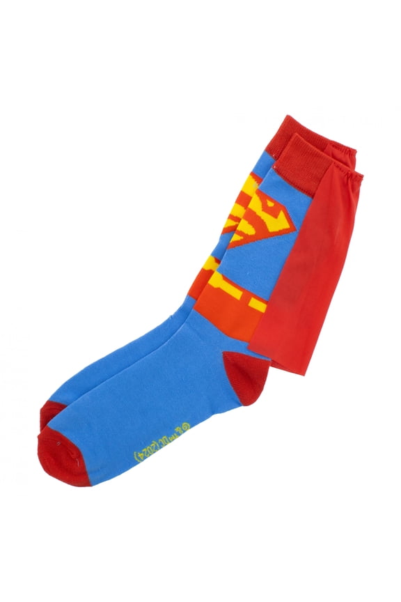 DC Comics Mens' Superman Costume Crew Socks with Cape