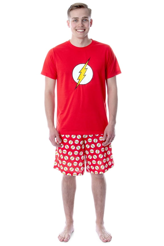 DC Comics Mens' The Flash Logo Short Sleeve Shirt Pajama Short Set