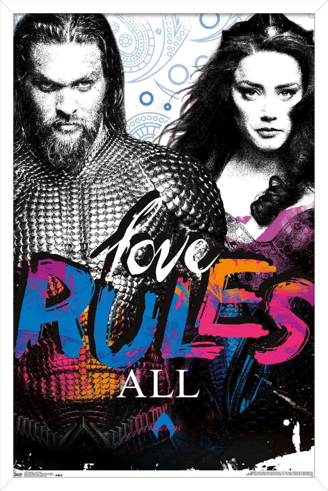 DC Comics Movie - Aquaman - Love Rules Wall Poster, 14.725" x 22.375", Framed