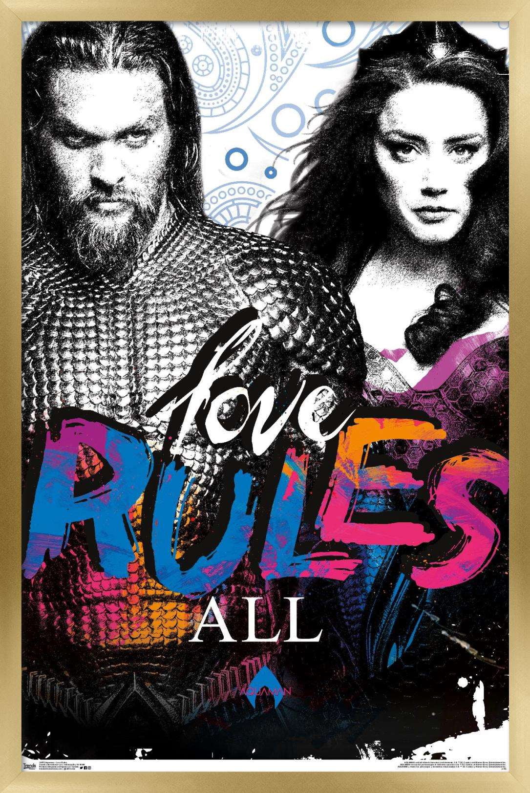 DC Comics Movie - Aquaman - Love Rules Wall Poster, 14.725" x 22.375", Framed