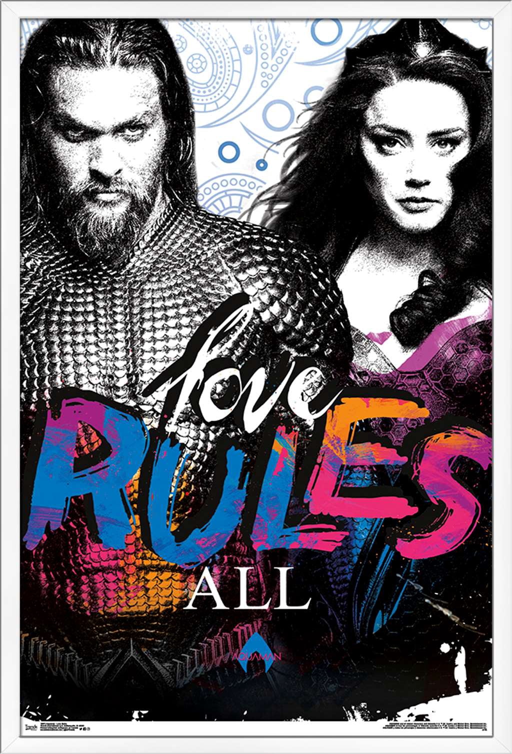 DC Comics Movie - Aquaman - Love Rules Wall Poster, 22.375" x 34", Framed
