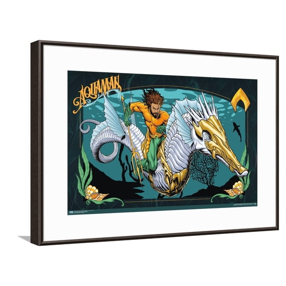 DC Comics Movie Aquaman and the Lost Kingdom - Aquaman Illustration Canvas Wall Poster, 14.725" x 22.375"