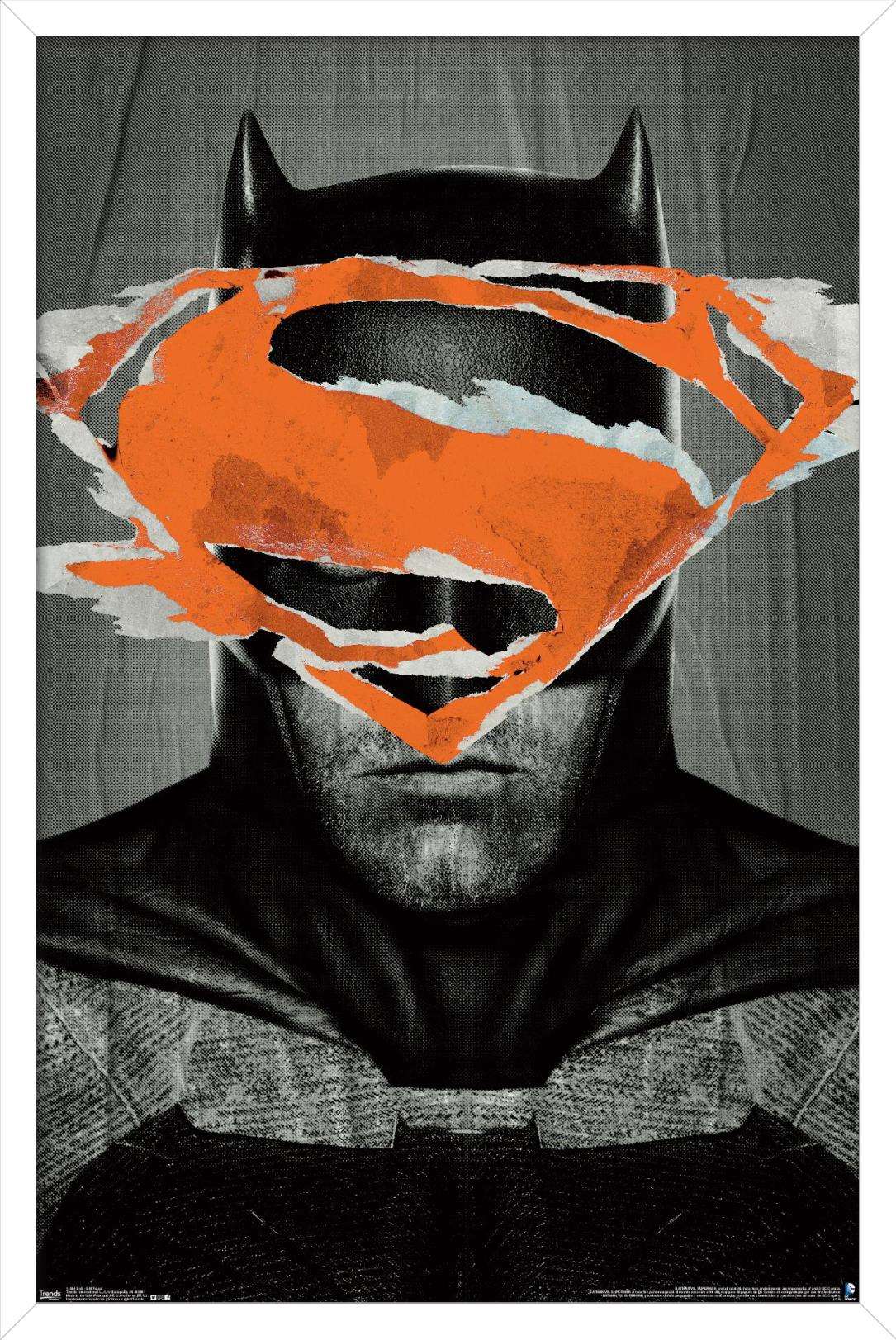 DC Comics Movie - Batman v Superman - Batman Teaser Wall Poster, 14.725" x 22.375", Framed