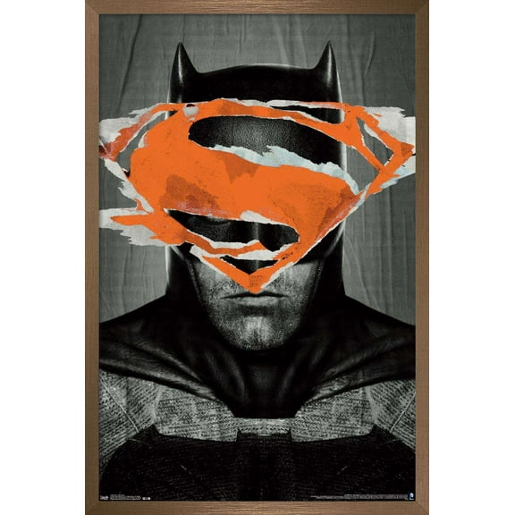 DC Comics Movie - Batman v Superman - Batman Teaser Wall Poster, 14.725" x 22.375", Framed