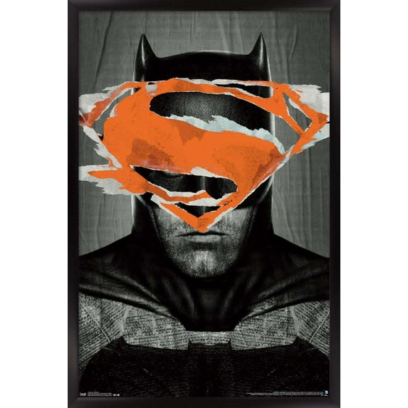 DC Comics Movie - Batman v Superman - Batman Teaser Wall Poster, 14.725" x 22.375", Framed