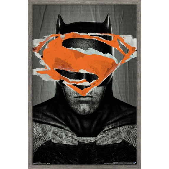 DC Comics Movie - Batman v Superman - Batman Teaser Wall Poster, 14.725" x 22.375", Framed