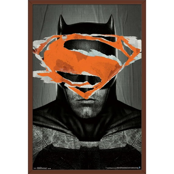 DC Comics Movie - Batman v Superman - Batman Teaser Wall Poster, 22.375" x 34", Framed