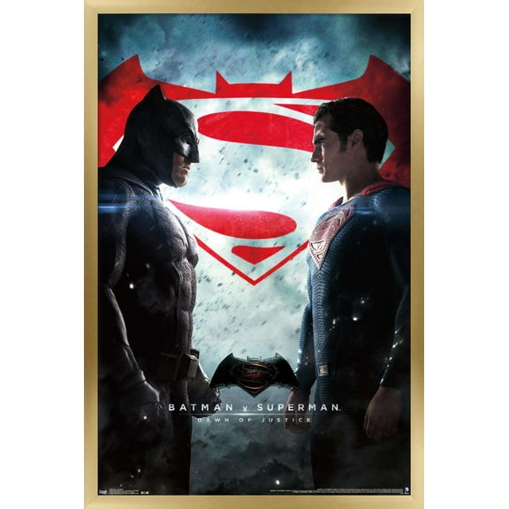 DC Comics Movie - Batman v Superman - One Sheet Wall Poster, 22.375" x 34", Framed