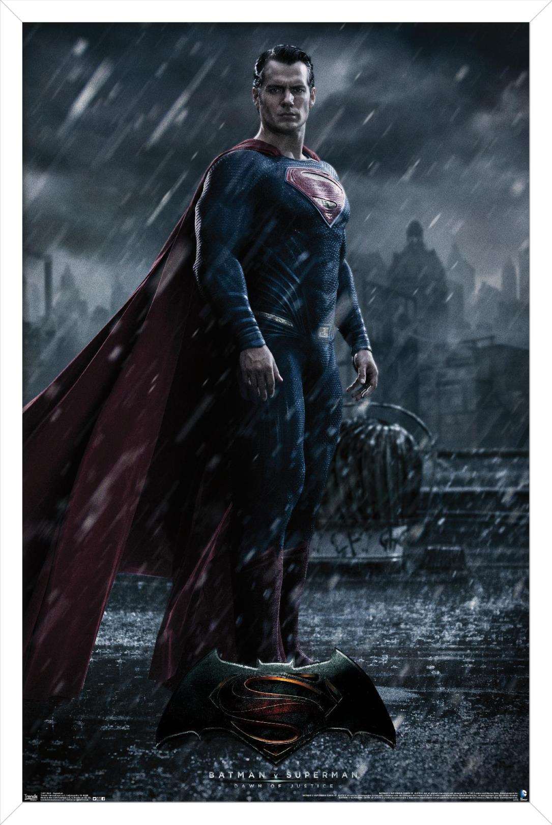 DC Comics Movie - Batman v Superman - Superman Wall Poster, 14.725" x 22.375", Framed