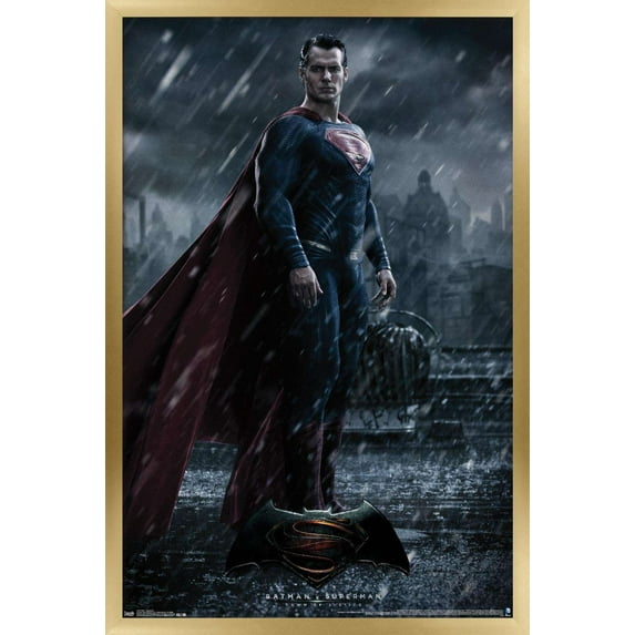 DC Comics Movie - Batman v Superman - Superman Wall Poster, 14.725" x 22.375", Framed