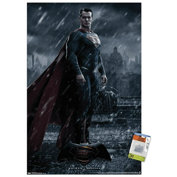 DC Comics Movie - Batman v Superman - Superman Wall Poster with Push Pins, 22.375" x 34"