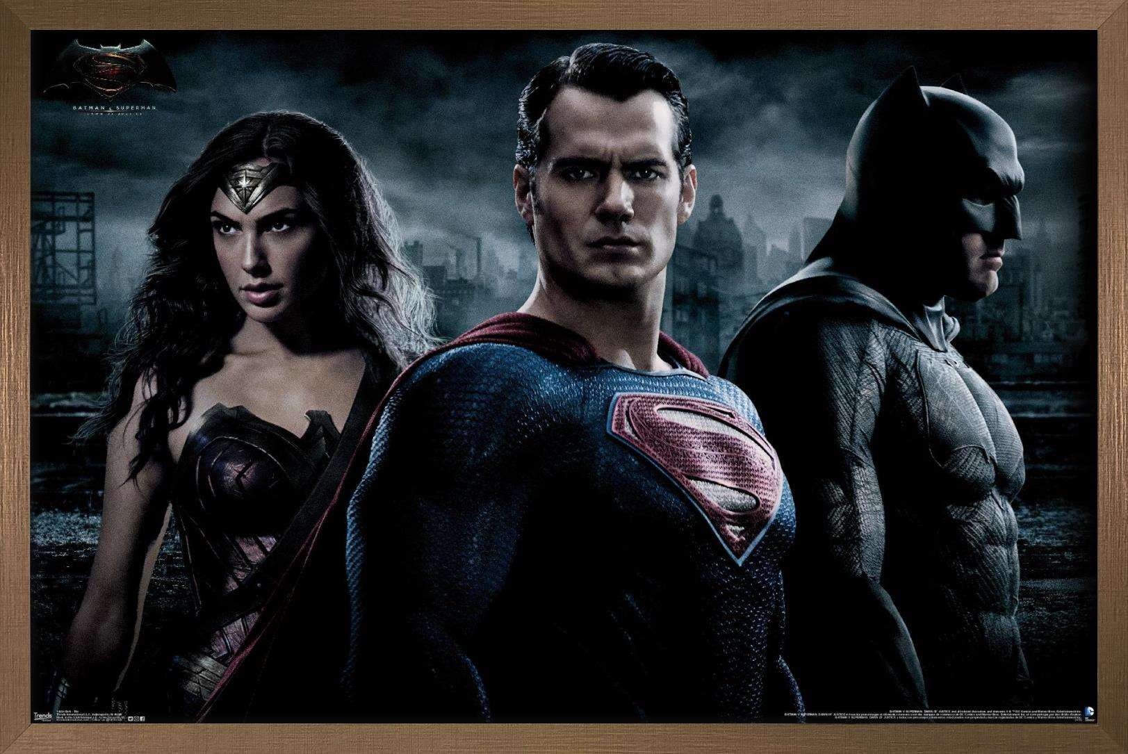 DC Comics Movie - Batman v Superman - Trio Wall Poster, 14.725" x 22.375", Framed