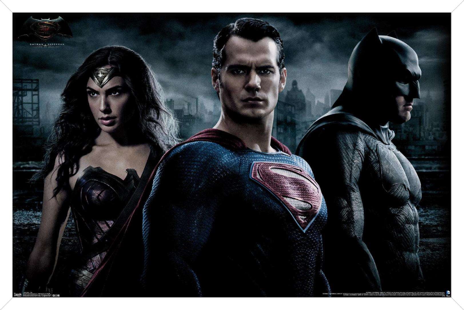 DC Comics Movie - Batman v Superman - Trio Wall Poster, 14.725" x 22.375", Framed