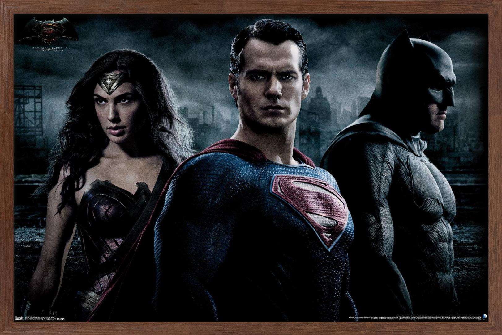 DC Comics Movie - Batman v Superman - Trio Wall Poster, 14.725" x 22.375", Framed