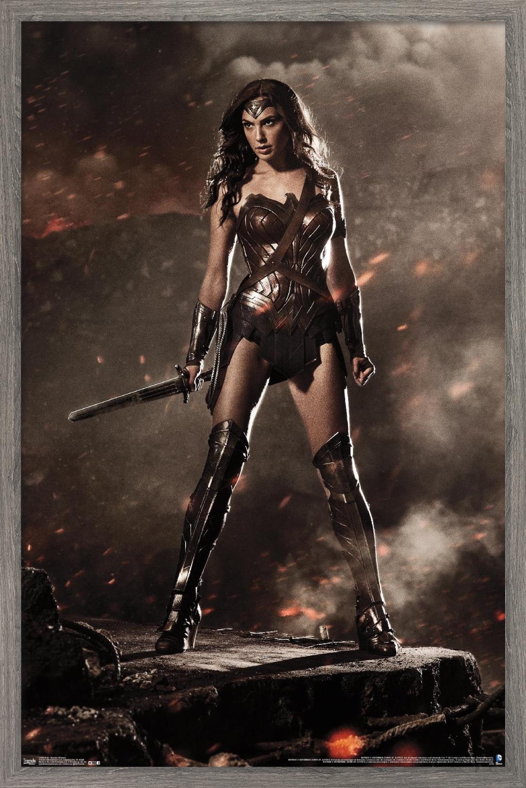DC Comics Movie - Batman v Superman - Wonder Woman Wall Poster, 14.725" x 22.375", Framed