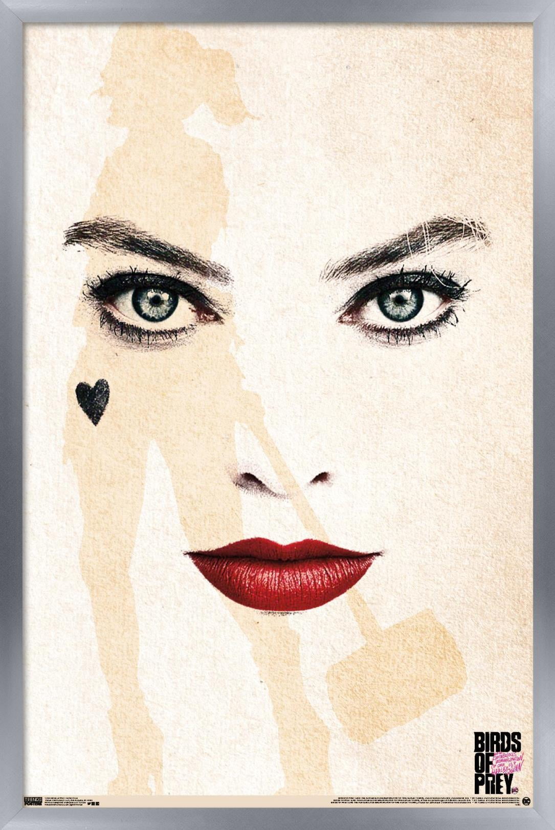 DC Comics Movie - Birds of Prey - Harley Quinn - Face Wall Poster, 22.375" x 34", Framed
