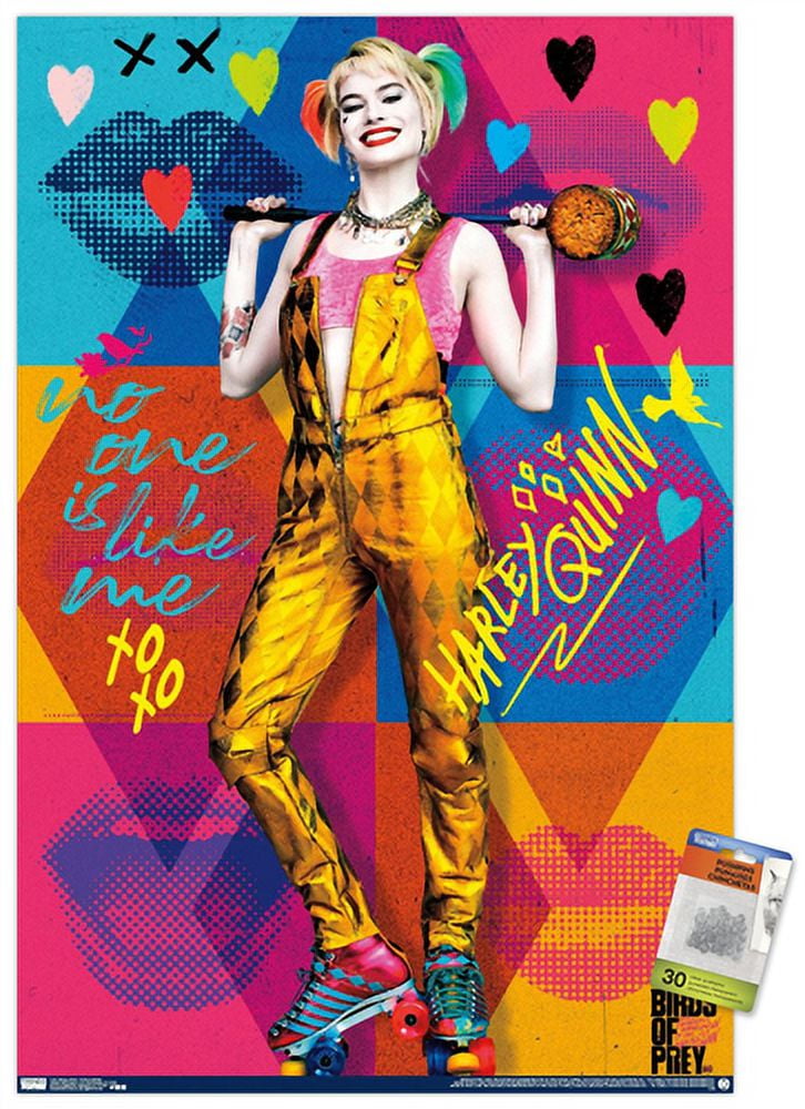 DC Comics Movie - Birds of Prey - Harley Quinn - Hammer Wall Poster with Push Pins, 22.375" x 34"