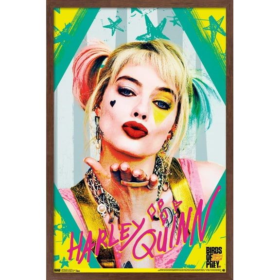 DC Comics Movie - Birds of Prey - Harley Quinn - Kiss Wall Poster, 14.725" x 22.375", Framed