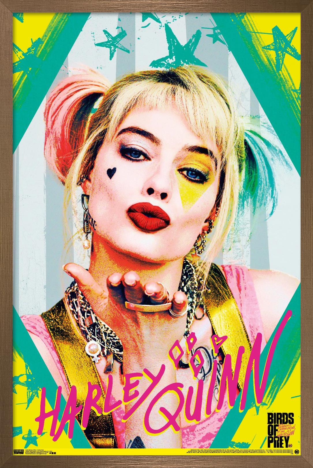 DC Comics Movie - Birds of Prey - Harley Quinn - Kiss Wall Poster, 14.725" x 22.375", Framed
