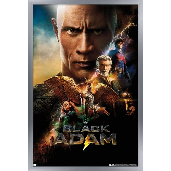 DC Comics Movie Black Adam - Group One Sheet Wall Poster, 14.725" x 22.375" Framed