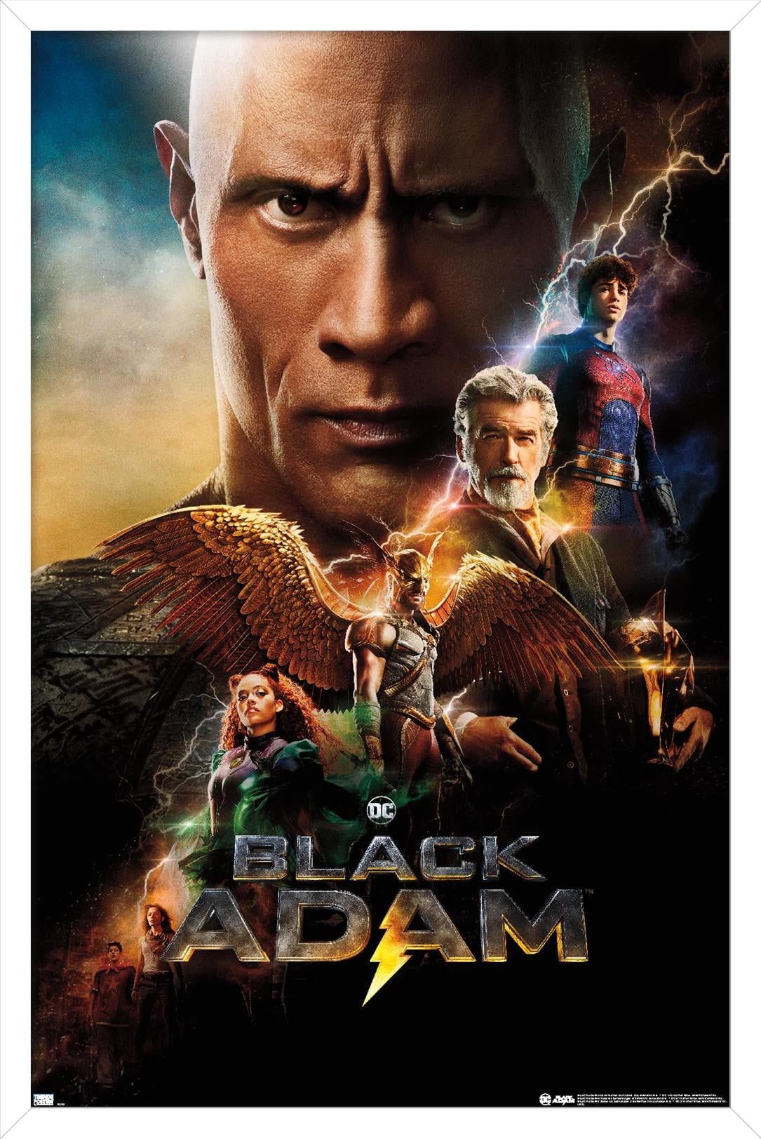 DC Comics Movie Black Adam - Group One Sheet Wall Poster, 14.725" x 22.375" Framed