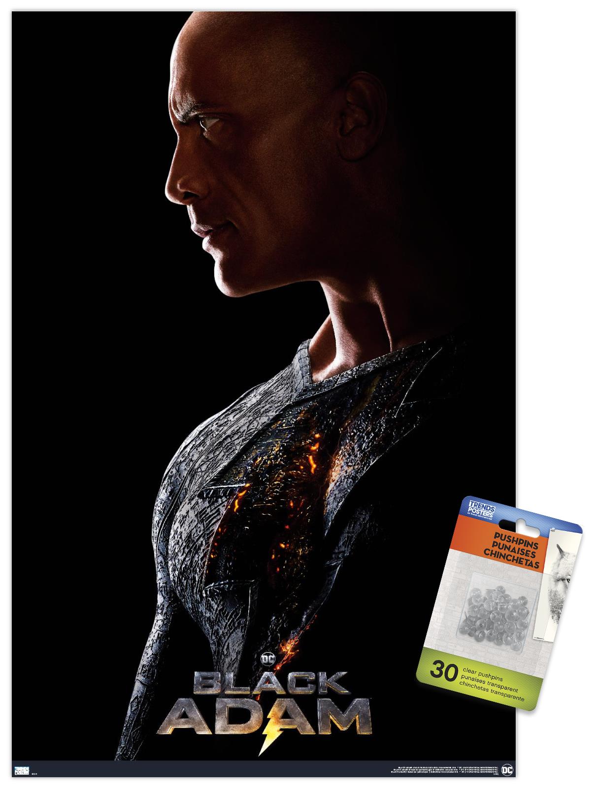 DC Comics Movie Black Adam - Profile One Sheet Wall Poster with Push Pins, 14.725" x 22.375"
