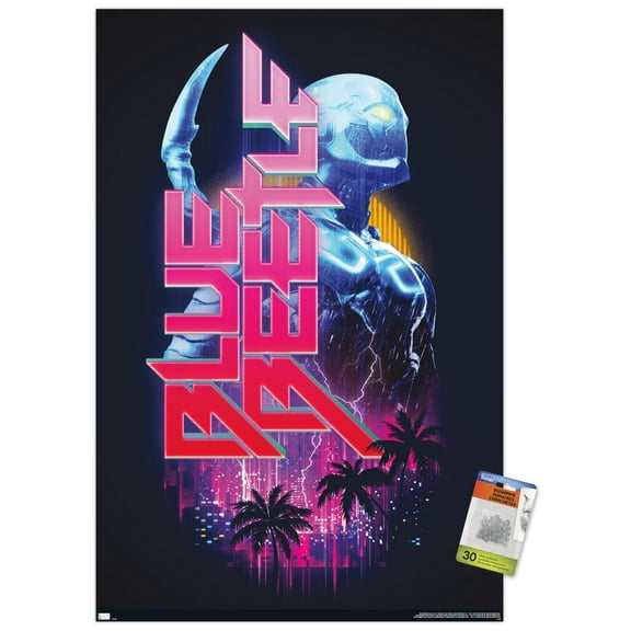 DC Comics Movie Blue Beetle - Lightning Wall Poster with Pushpins, 22.375" x 34"