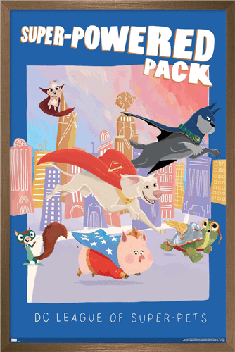 DC Comics Movie DC League of Super-Pets - Super-Powered Pack Wall Poster, 14.725" x 22.375" Framed