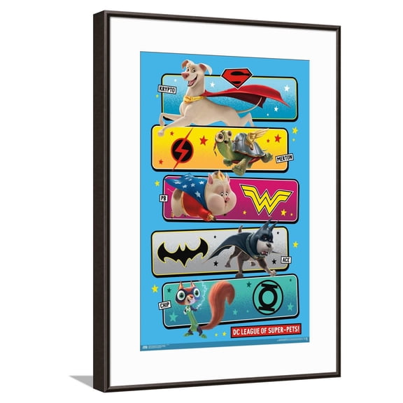 DC Comics Movie DC League of Super-Pets - The Pets Canvas Wall Poster, 14.725" x 22.375"
