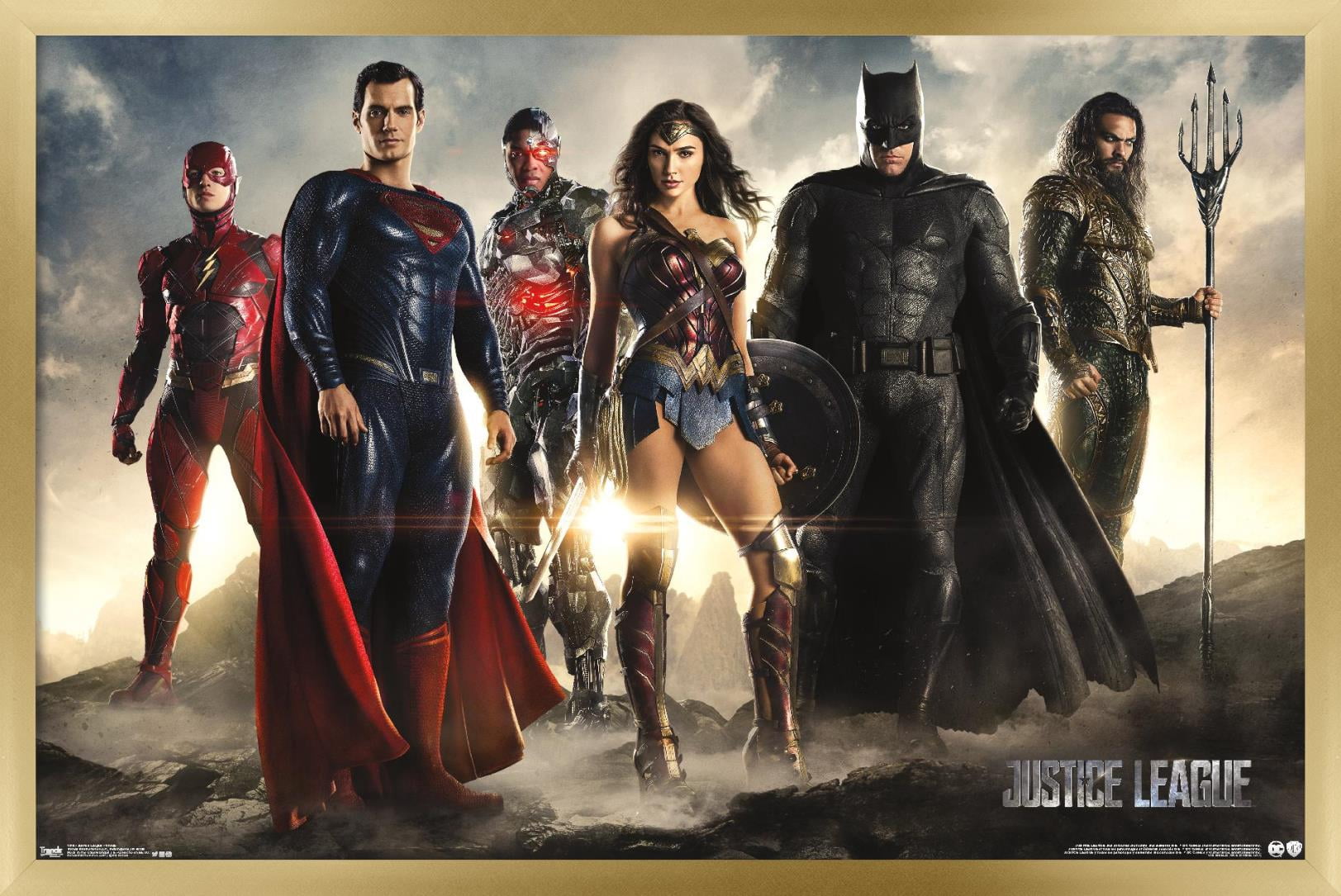 DC Comics Movie - Justice League - Group Wall Poster, 14.725" x 22.375", Framed