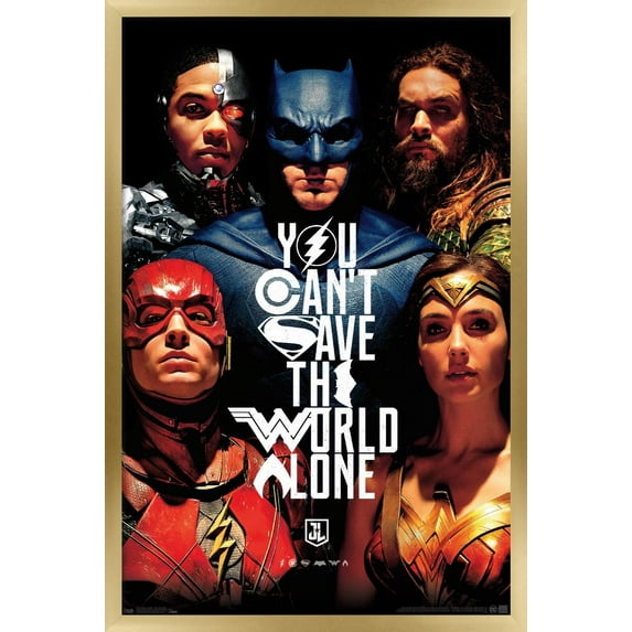 DC Comics Movie - Justice League - Save The World Wall Poster, 14.725" x 22.375", Framed