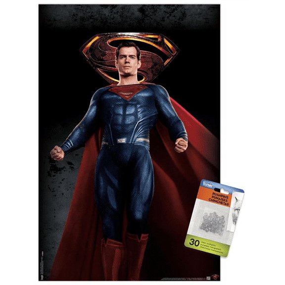 DC Comics Movie - Justice League - Superman Wall Poster with Push Pins, 14.725" x 22.375"