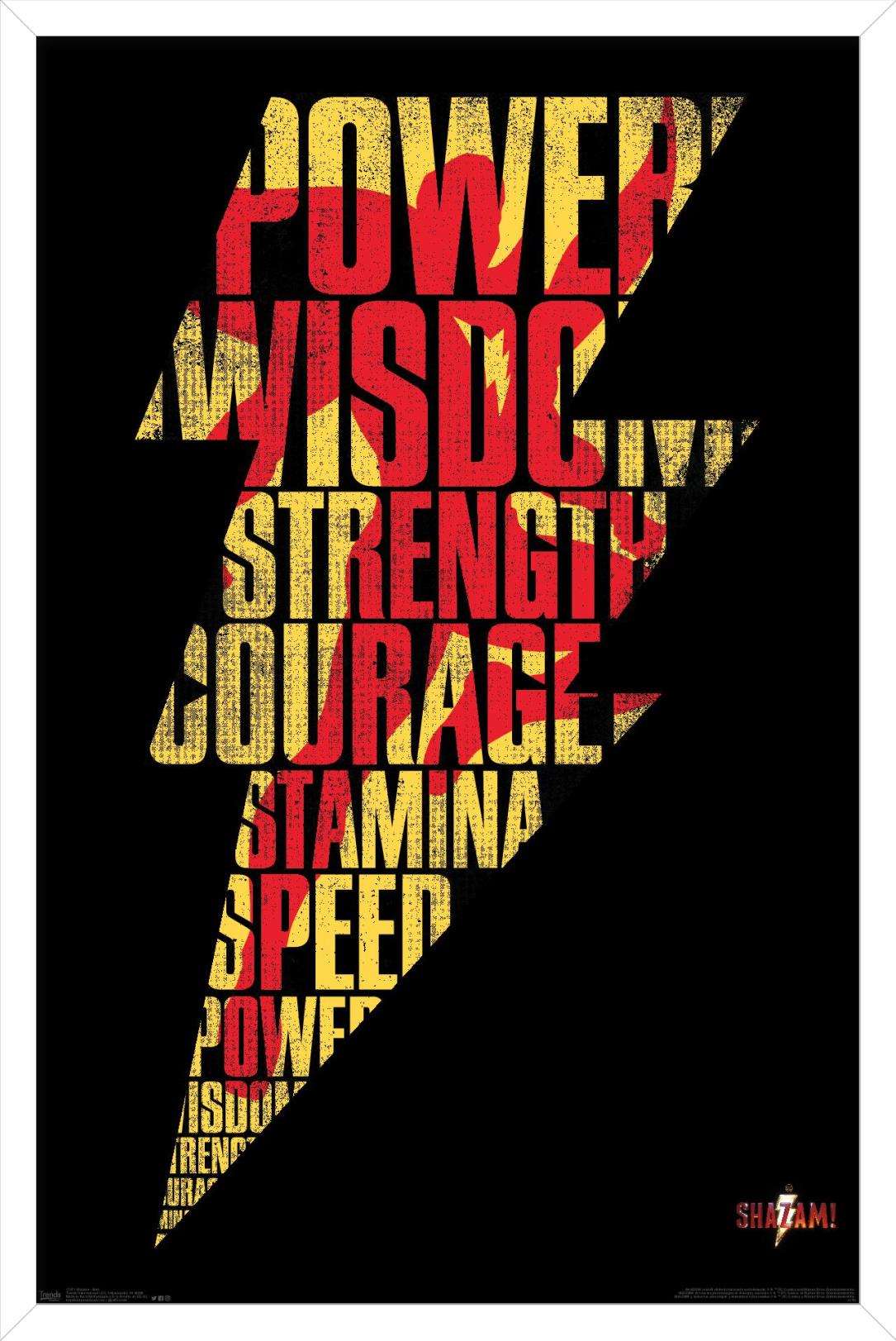 DC Comics Movie - Shazam - Bolt Wall Poster, 14.725" x 22.375", Framed
