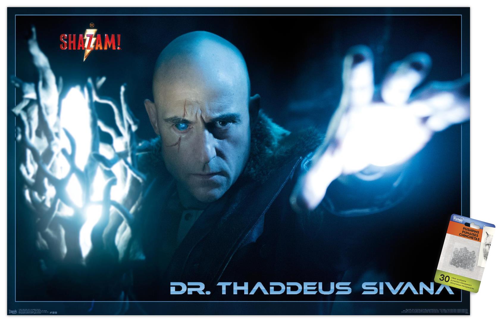 DC Comics Movie - Shazam - Dr. Sivana Wall Poster with Push Pins, 22.375" x 34"