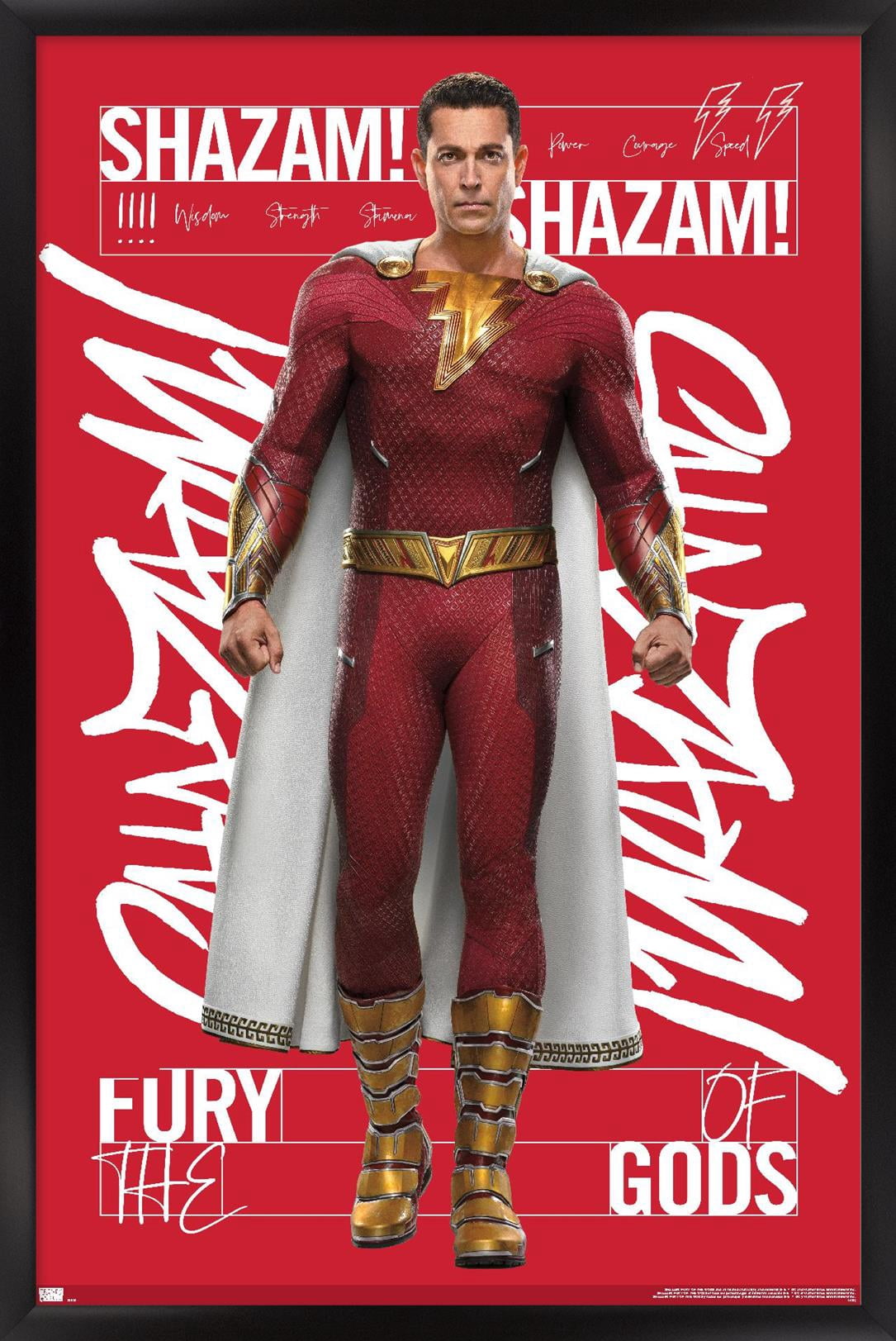 DC Comics Movie Shazam! Fury of the Gods - Shazam! Wall Poster, 22.375" x 34" Framed