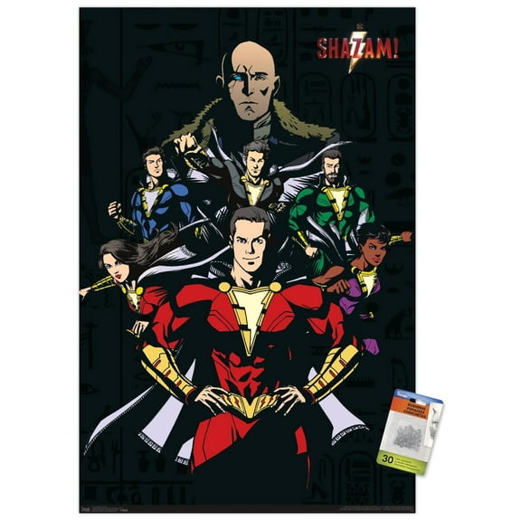DC Comics Movie - Shazam - Group Wall Poster with Push Pins, 22.375" x 34"