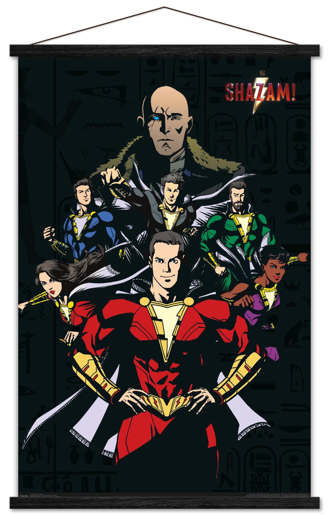 DC Comics Movie - Shazam - Group Wall Poster with Wooden Magnetic Frame, 22.375" x 34"