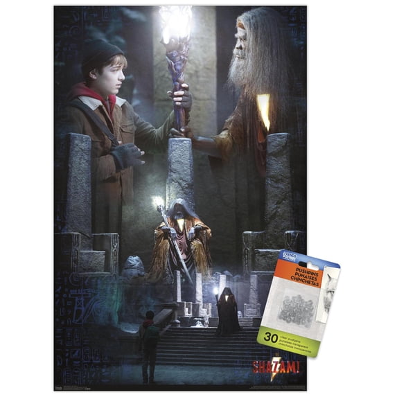 DC Comics Movie - Shazam - The Wizard Wall Poster with Push Pins, 14.725" x 22.375"