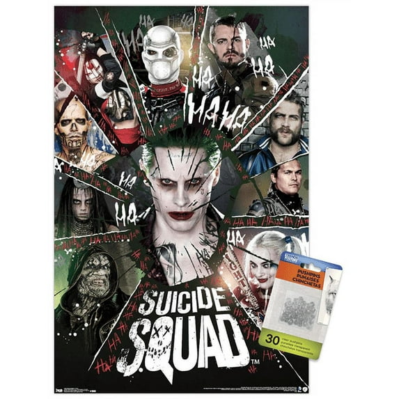 DC Comics Movie - Suicide Squad - Circle Wall Poster with Push Pins, 14.725" x 22.375"