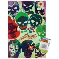 DC Comics Movie - Suicide Squad - Faces Wall Poster with Push Pins, 14.725" x 22.375"