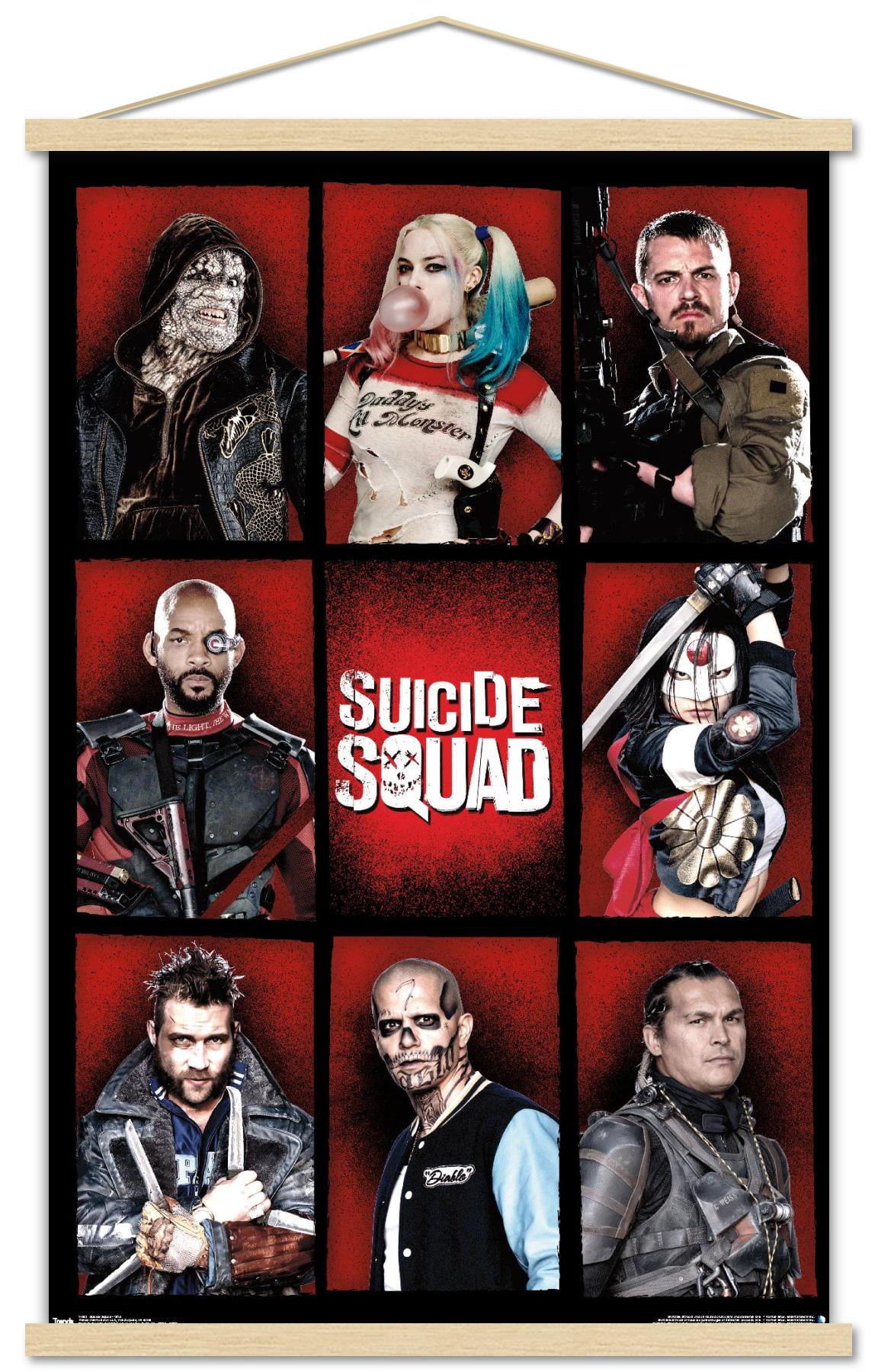 DC Comics Movie - Suicide Squad - Grid Wall Poster with Wooden Magnetic Frame, 22.375" x 34"