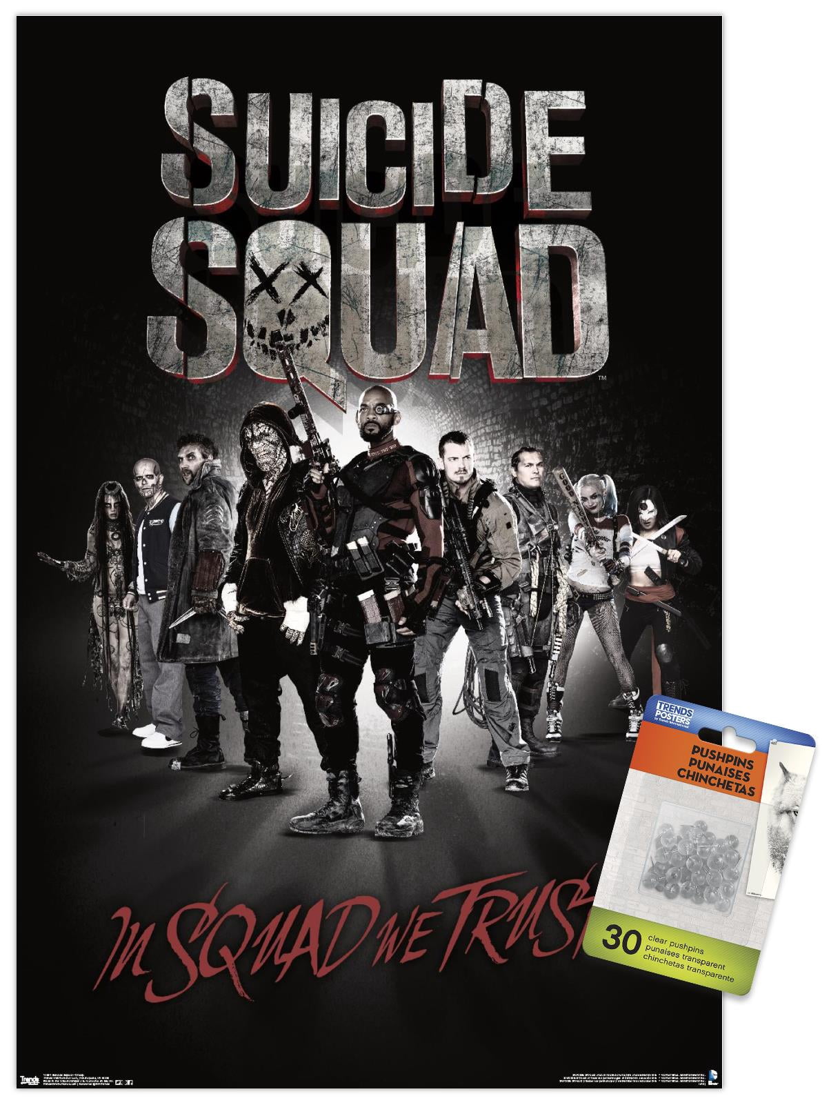 DC Comics Movie - Suicide Squad - Group Wall Poster with Push Pins, 14.725" x 22.375"