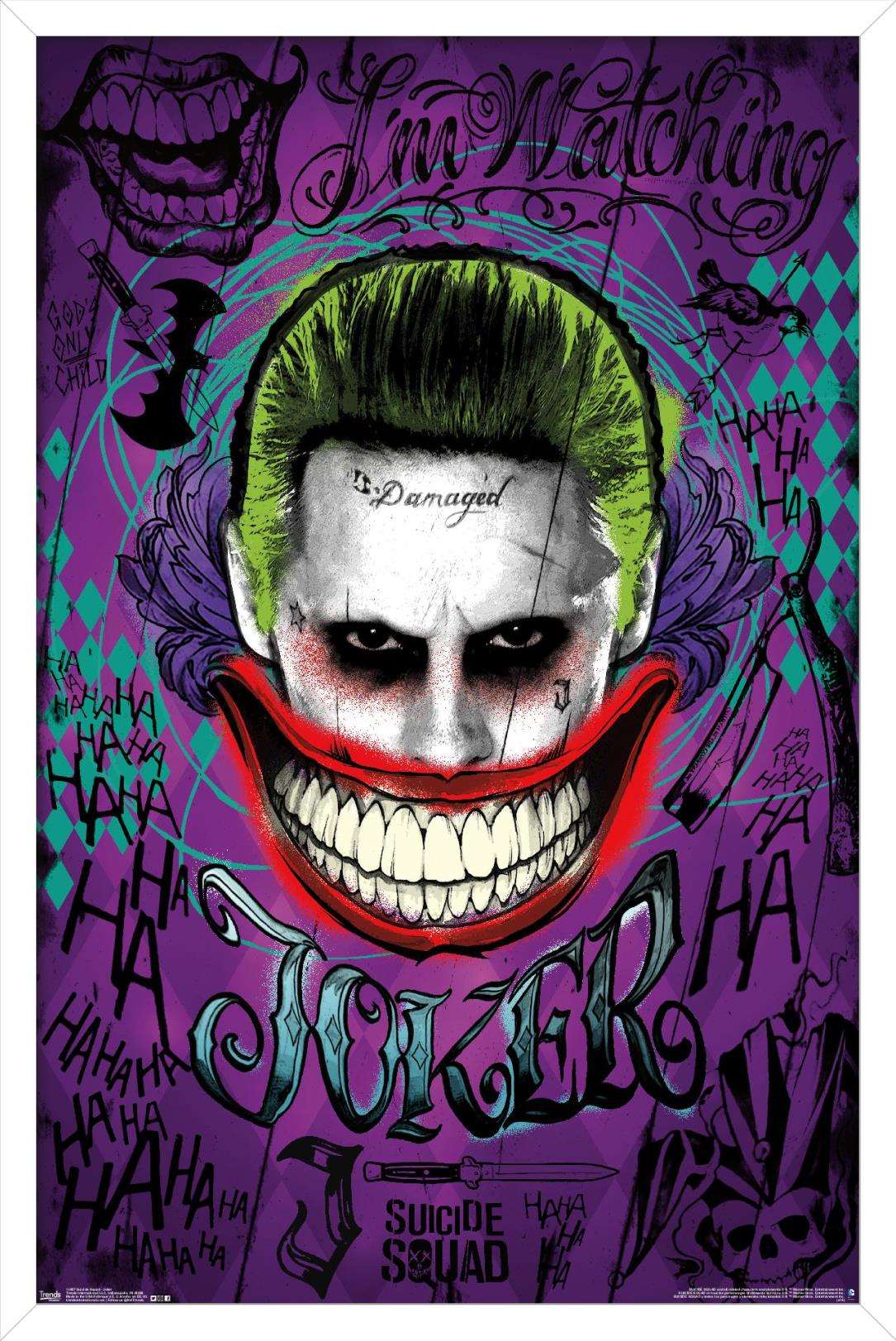 DC Comics Movie - Suicide Squad - Joker Wall Poster, 14.725" x 22.375", Framed