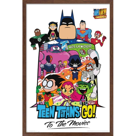 DC Comics Movie - Teen Titans Go! To The Movies - Collage Wall Poster, 14.725" x 22.375", Framed