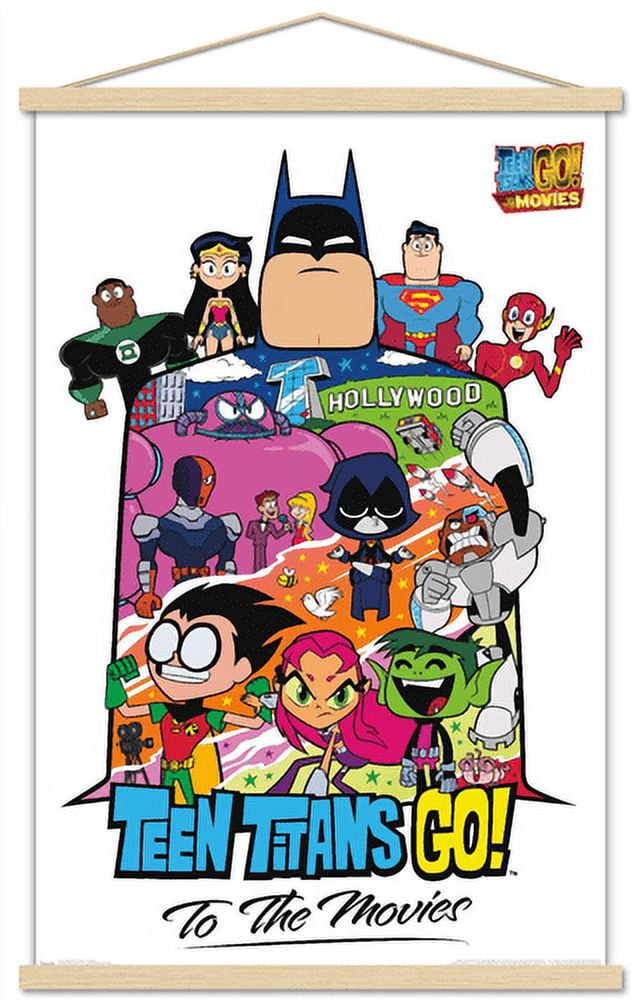 DC Comics Movie - Teen Titans Go! To The Movies - Collage Wall Poster with Wooden Magnetic Frame, 22.375" x 34"