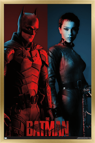 DC Comics Movie The Batman - The Bat and The Cat Wall Poster, 14.725" x 22.375" Framed