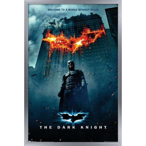 DC Comics Movie - The Dark Knight - Batman Logo on Fire One Sheet Wall Poster, 14.725" x 22.375" Framed