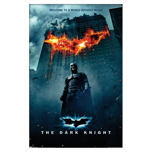 DC Comics Movie - The Dark Knight - Batman Logo on Fire One Sheet Wall Poster, 14.725" x 22.375" Framed
